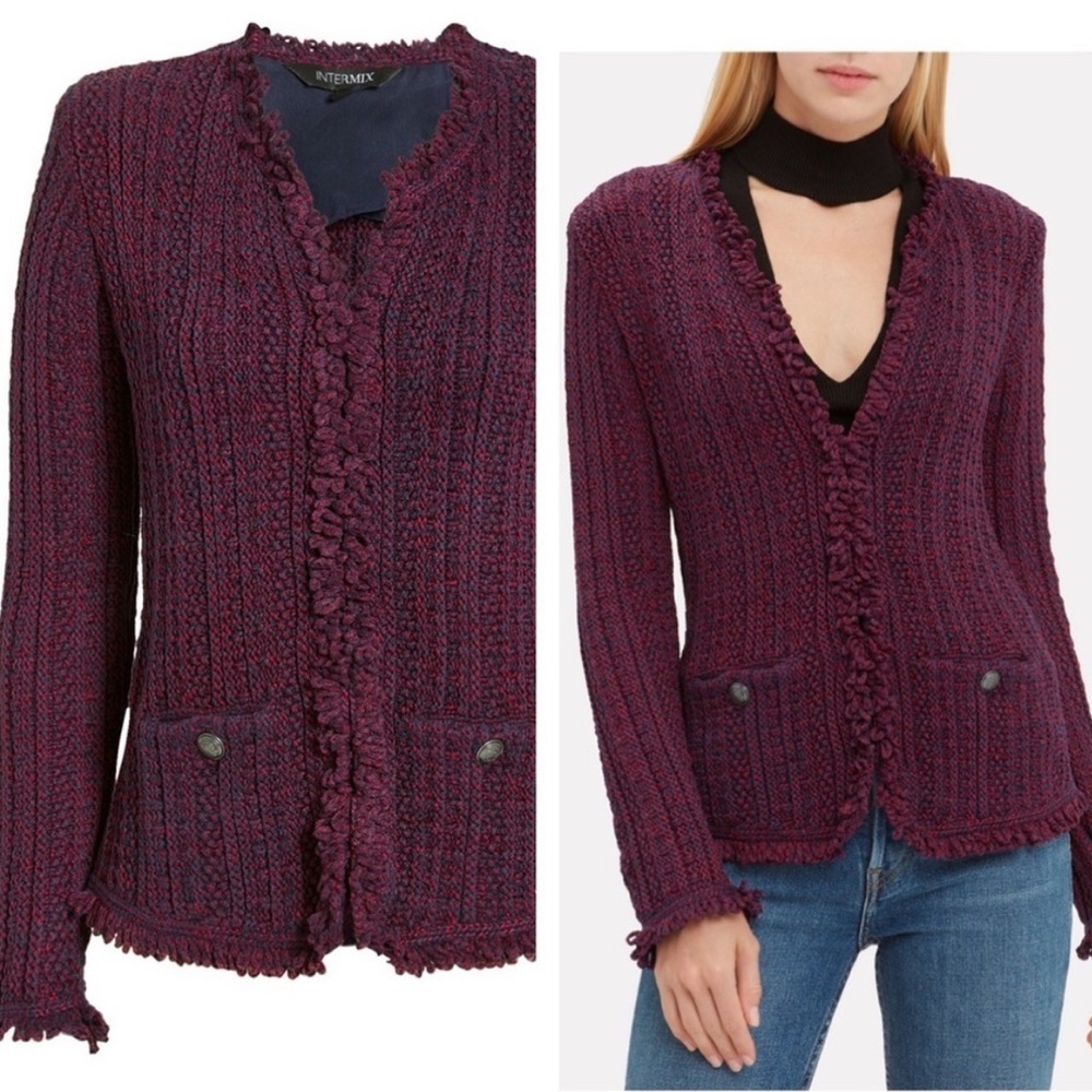 Intermix burgundy tweed cardigan - Ikaterina two tone cardigan size 2